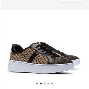 BOTTEGA VENETA woven metallic fabric trainers